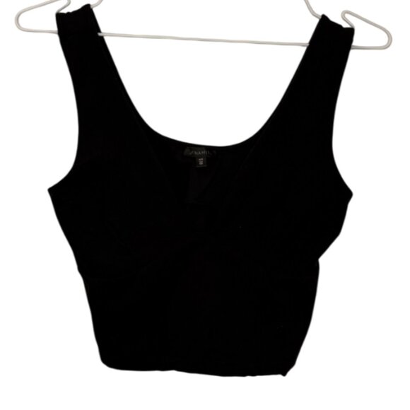 Dynamite plunging V-neck cropped tank top black women's size S - Picture 3 of 6
